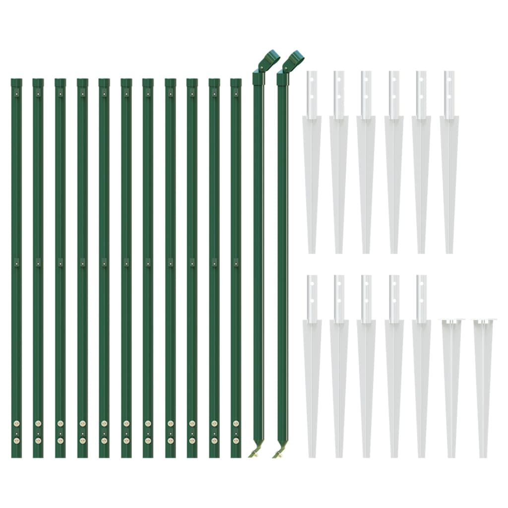 vidaXL Clôture grillagée avec manchons de fixation au sol Vert 0,8x25 m