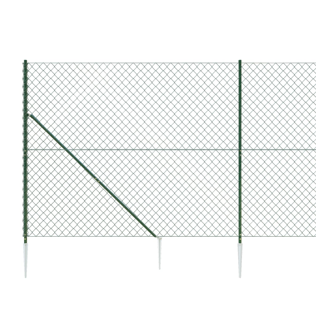 vidaXL Clôture grillagée avec manchons de fixation au sol Vert 0,8x25 m