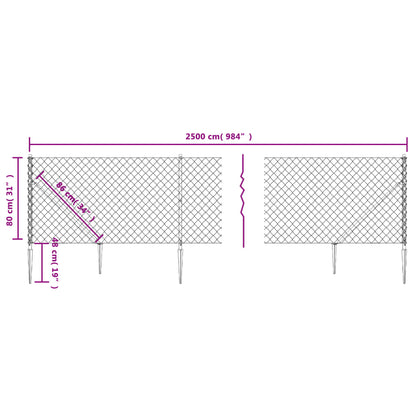 vidaXL Clôture grillagée avec manchons de fixation au sol Vert 0,8x25 m