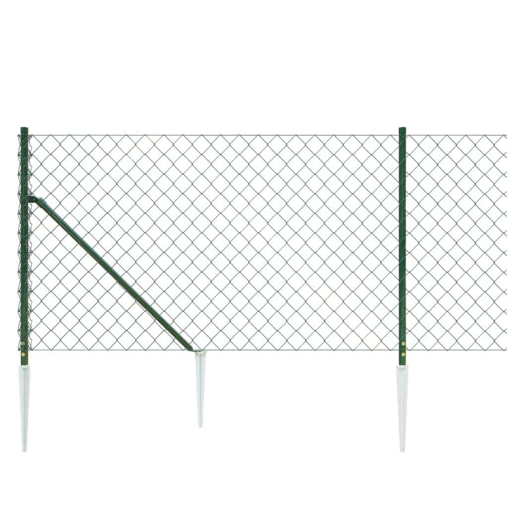 vidaXL Clôture grillagée avec manchons de terre Vert 1x25 m