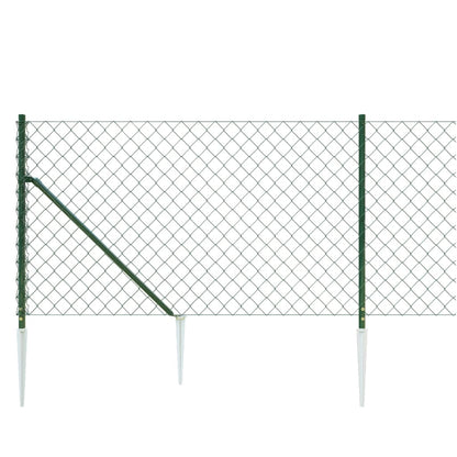 vidaXL Clôture grillagée avec manchons de terre Vert 1x25 m