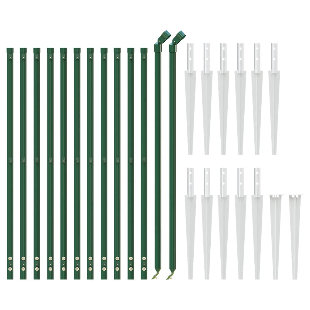 vidaXL Grillage avec manchons de sol vert 1,1x25 m