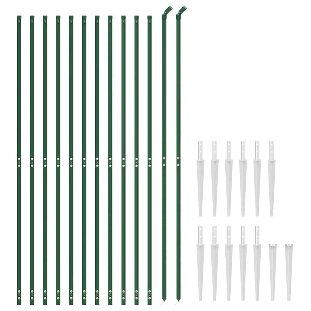 vidaXL Clôture grillagée avec manchons de fixation au sol vert 2x25 m