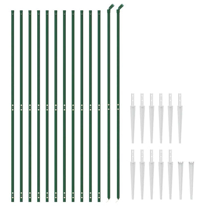 vidaXL Clôture grillagée avec manchons de fixation au sol vert 2x25 m