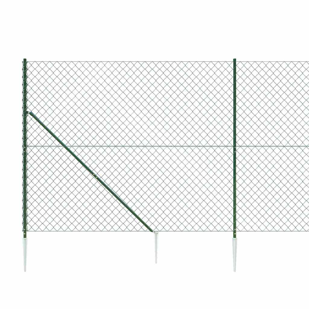 vidaXL Clôture grillagée avec manchons de fixation au sol vert 2x25 m