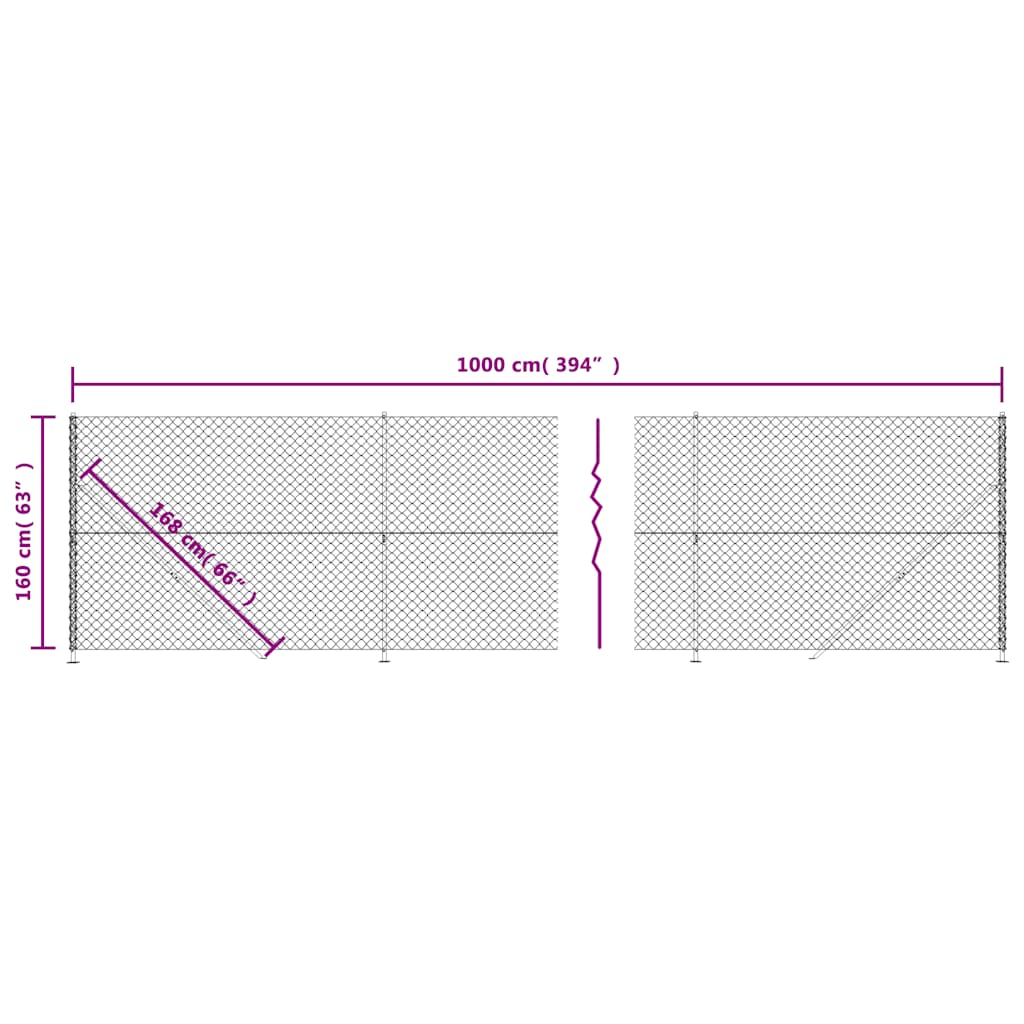 vidaXL Maschendrahtzaun mit Bodenflansch Grün 1,6x10 m