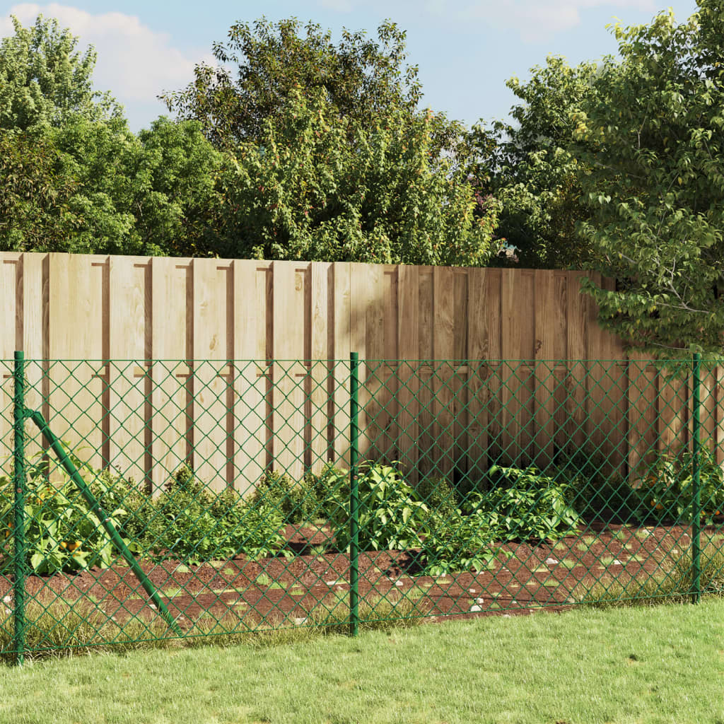 vidaXL Clôture grillagée avec bride de sol vert 1x25 m