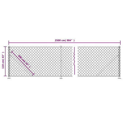 vidaXL Maschendrahtzaun mit Bodenflansch Grün 1,1x25 m