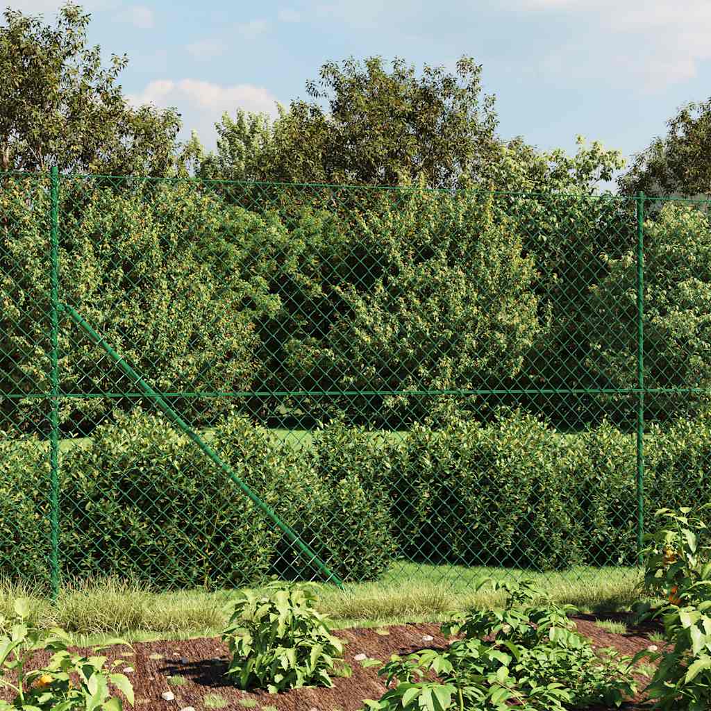 vidaXL Clôture en grillage soudé avec platine d'ancrage vert 2x25 m