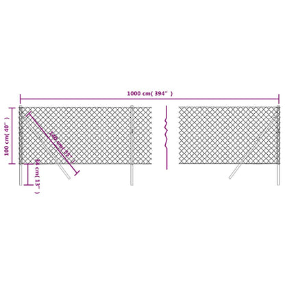 vidaXL Maschendrahtzaun Anthrazit 1x10 m