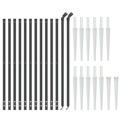 vidaXL Clôture grillagée avec manchons de sol Gris anthracite 0,8x25 m