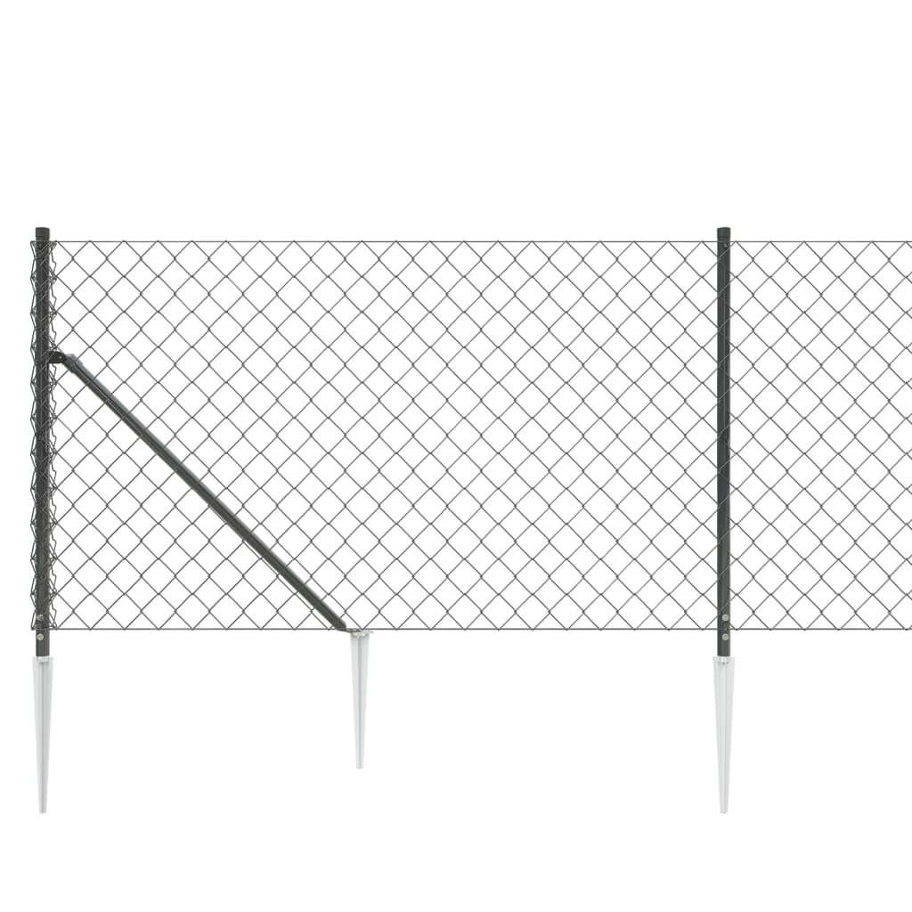 vidaXL Clôture grillagée avec manchons de sol Gris anthracite 0,8x25 m