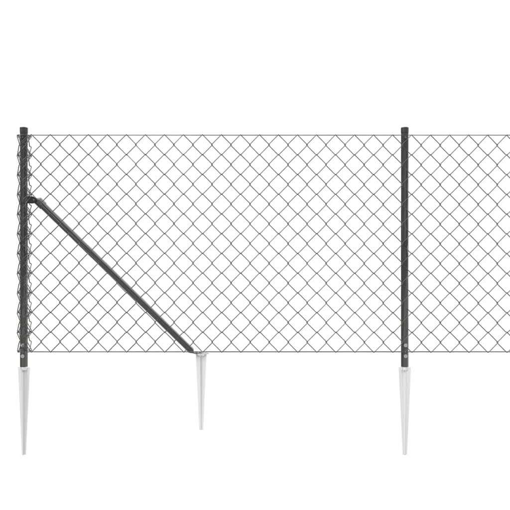 vidaXL Clôture grillagée avec manchons de fixation au sol anthracite 1 x 25 m