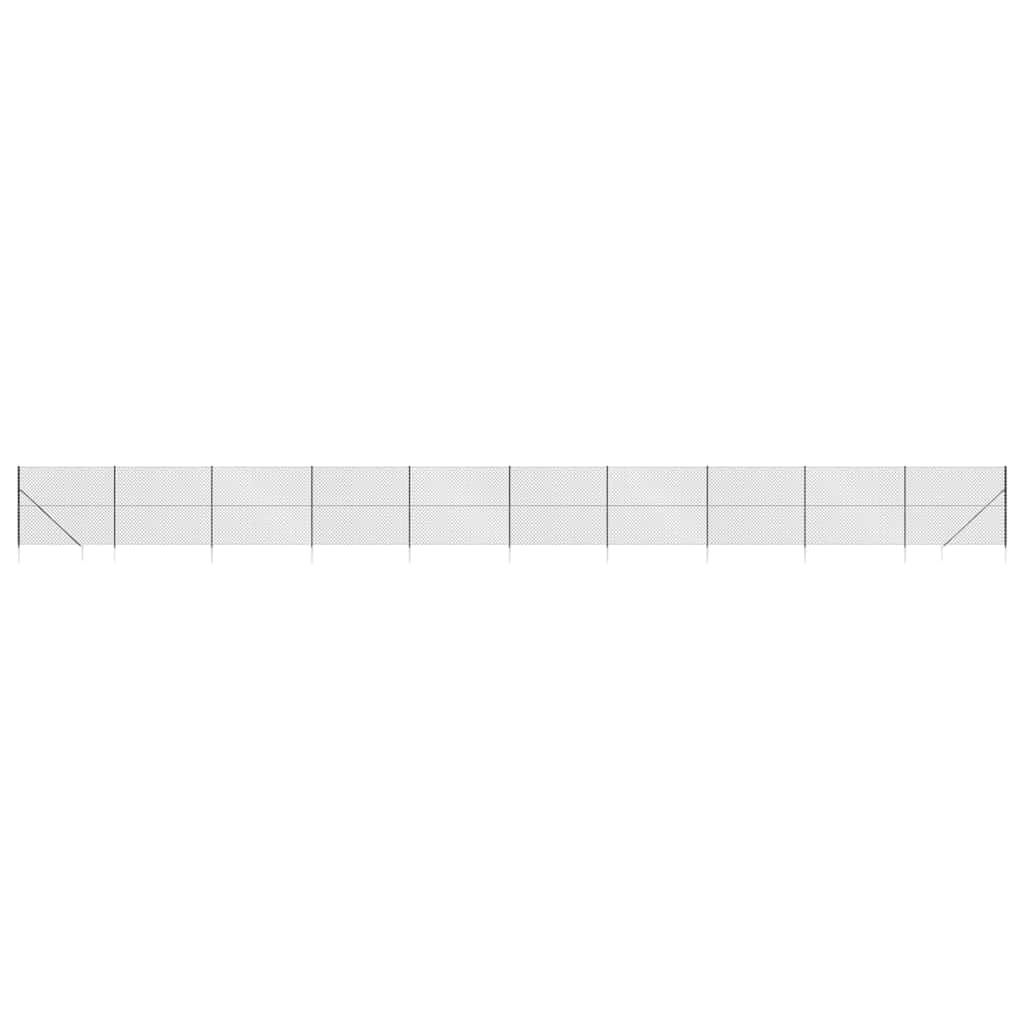 vidaXL Maschendrahtzaun mit Bodenhülsen Anthrazit 1,4x25 m
