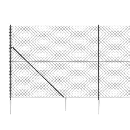 vidaXL Maschendrahtzaun mit Bodenhülsen Anthrazit 1,4x25 m
