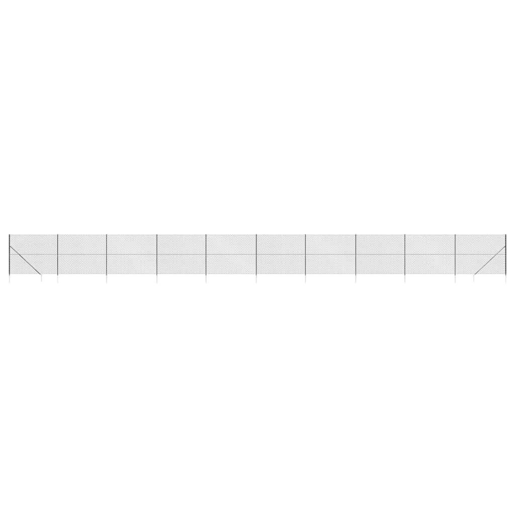 vidaXL Maschendrahtzaun mit Bodenhülsen Anthrazit 2,2x25 m