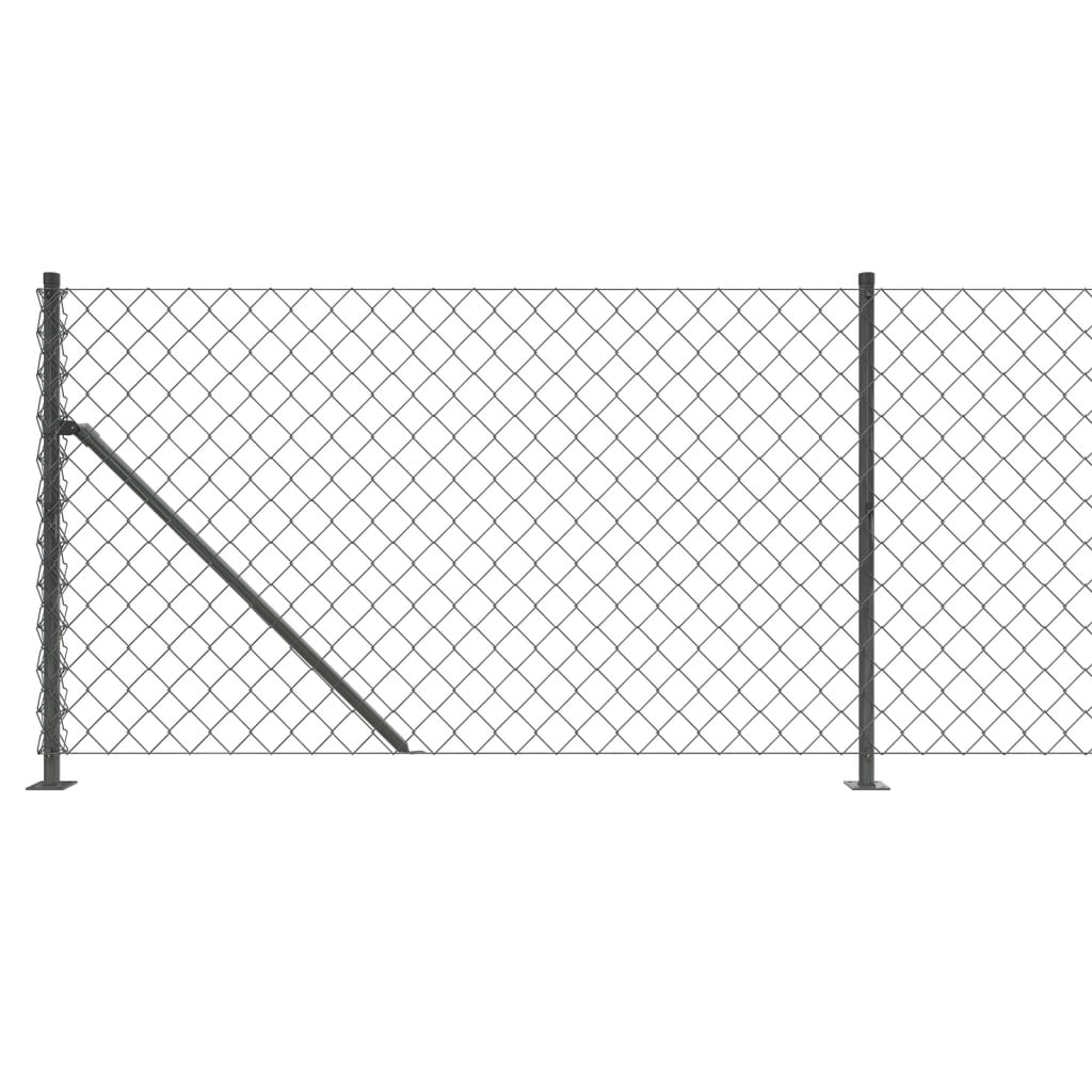 vidaXL Maschendrahtzaun mit Bodenflansch Anthrazit 0,8x25 m