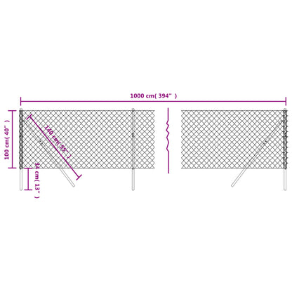 vidaXL Maschendrahtzaun Silbern 1x10 m