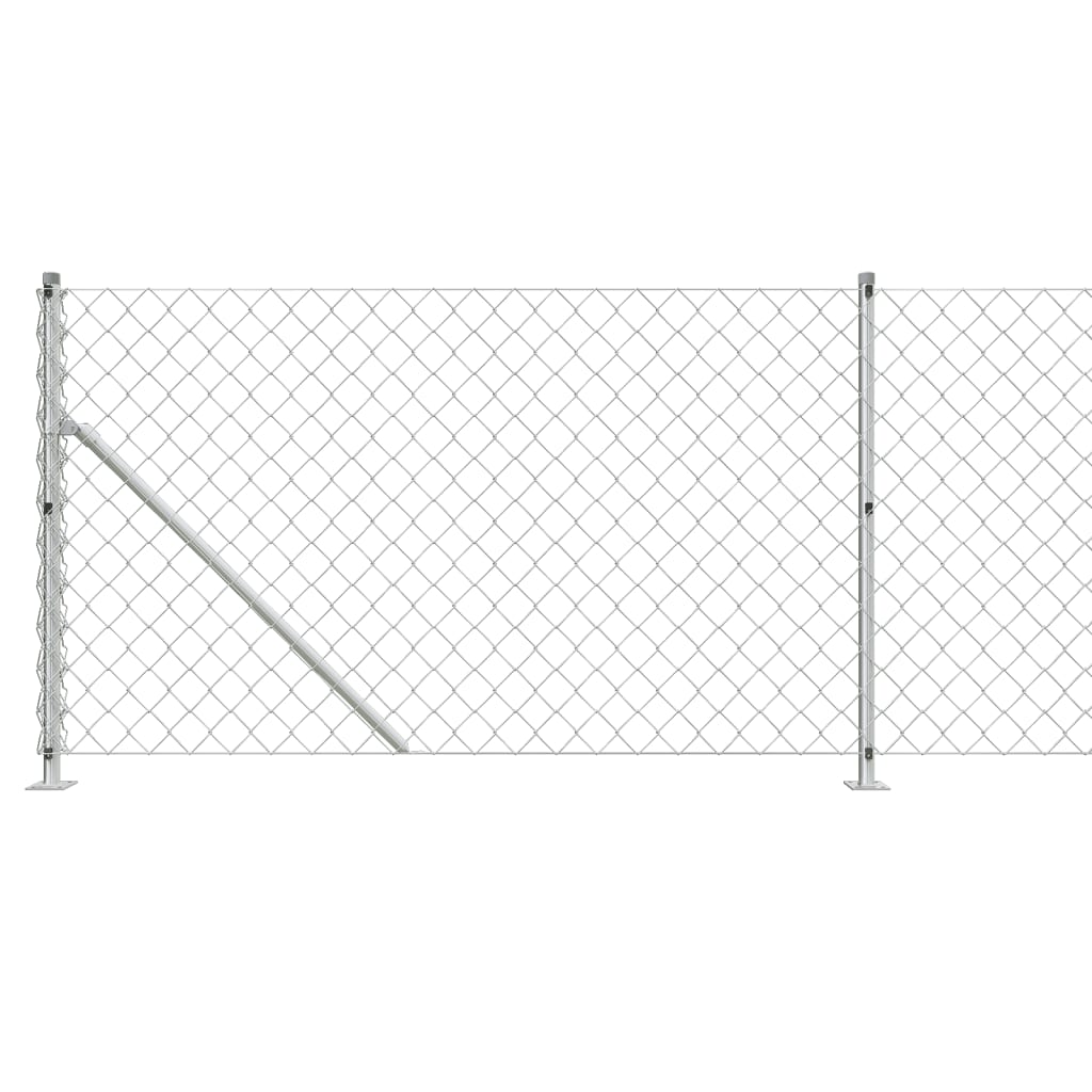 vidaXL Maschendrahtzaun mit Bodenflansch Silbern 0,8x25 m