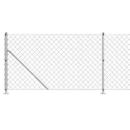 vidaXL Maschendrahtzaun mit Bodenflansch Silbern 0,8x25 m
