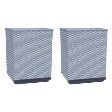 vidaXL Pflanzkübel 2 Stk. Hellgrau 30x30x37 cm Polypropylen