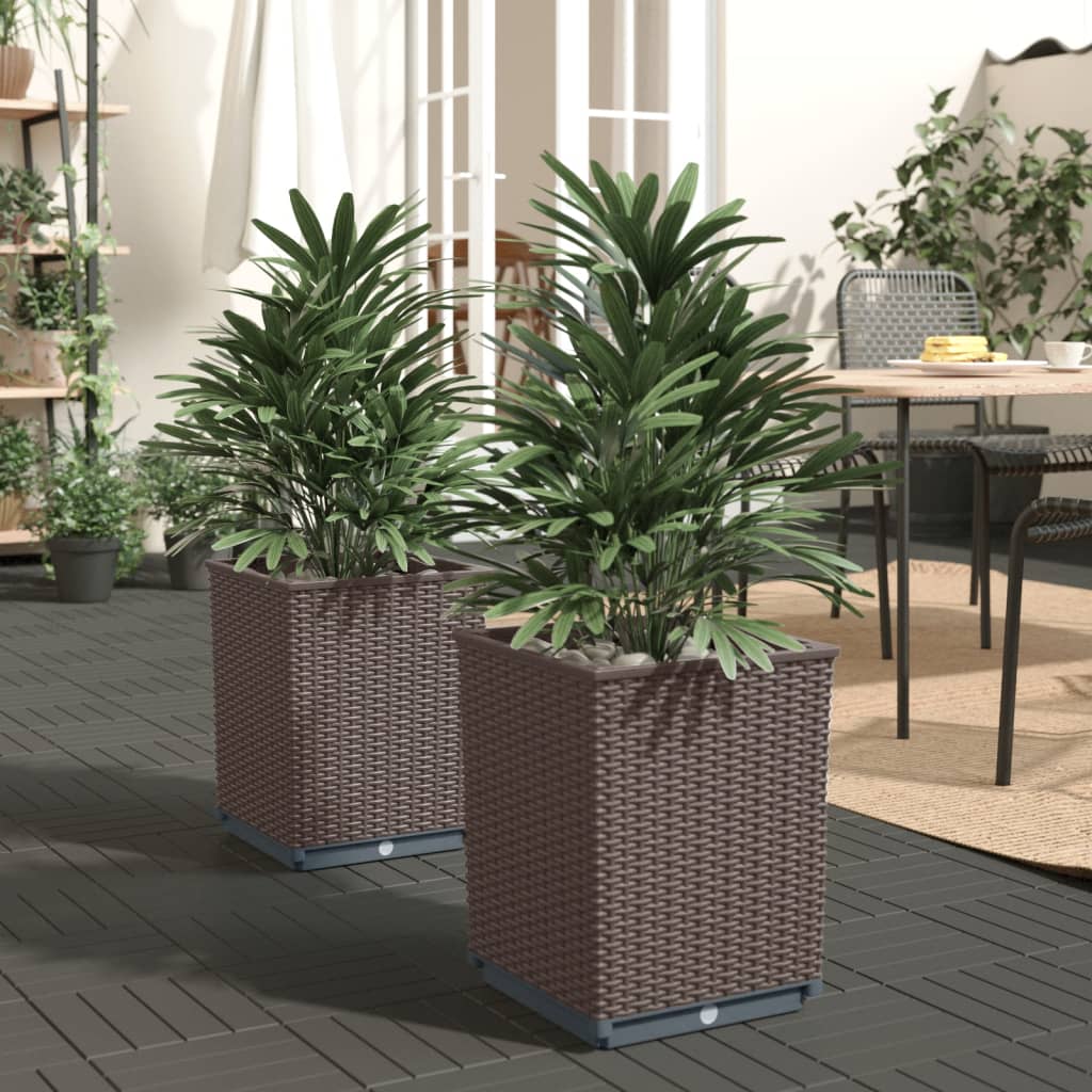 vidaXL Pflanzkübel 2 Stk. Braun 30x30x37 cm Polypropylen