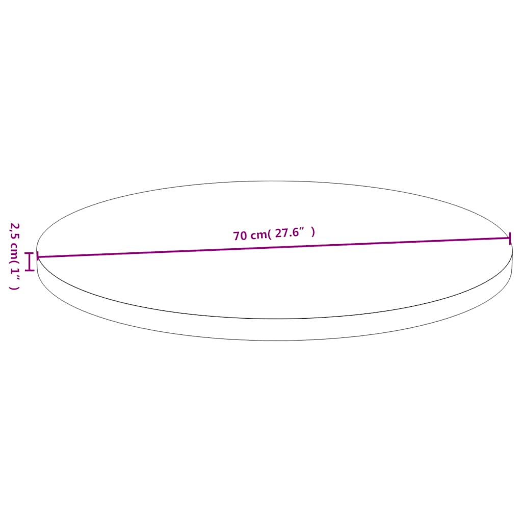 vidaXL Plateau de table Ø70x2,5 cm bambou
