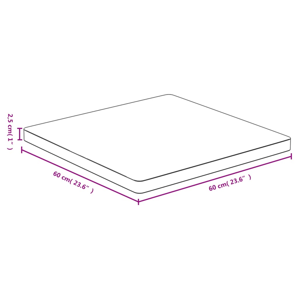 vidaXL Plateau de table 60x60x2,5 cm Bambou