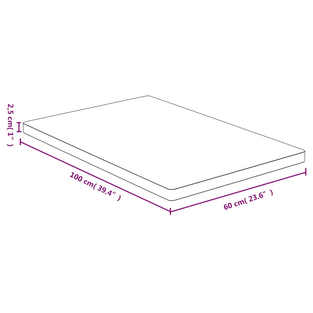 vidaXL Plateau de table 60x100x2,5 cm bambou