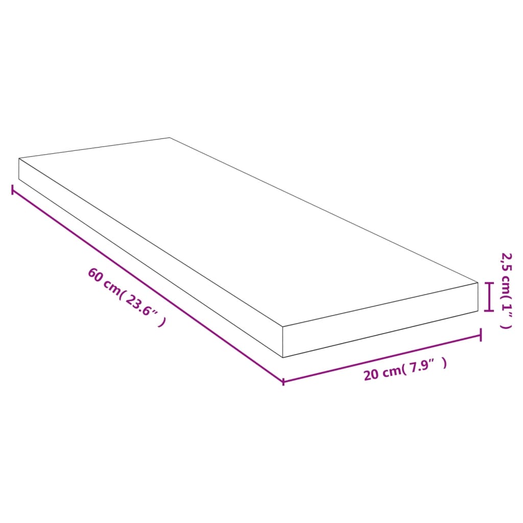 vidaXL Étagère murale 60x20x2,5 cm Bambou