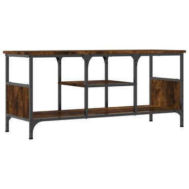 vidaXL Meuble TV chêne fumé 100x35x45 cm bois d'ingénierie et fer