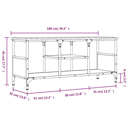 vidaXL TV-Schrank Räuchereiche 100x35x45 cm Holzwerkstoff & Eisen