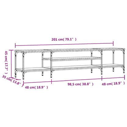 vidaXL TV-Schrank Räuchereiche 201x35x45 cm Holzwerkstoff & Eisen