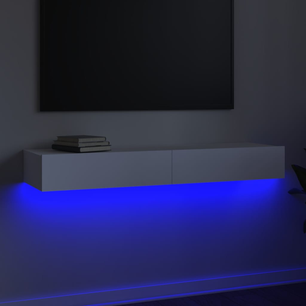 Meuble TV vidaXL avec lumières LED blanc 120x35x15,5 cm