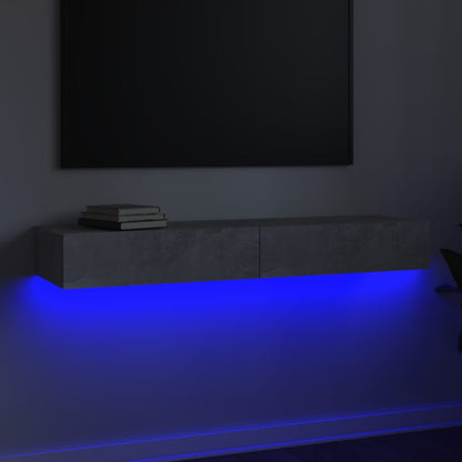 Meuble TV vidaXL avec lumières LED gris béton 120x35x15,5 cm