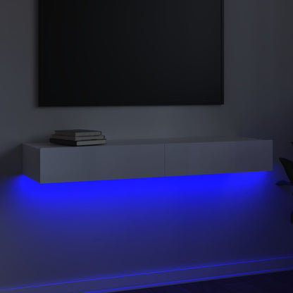 Meuble TV vidaXL avec lumières LED blanc brillant 120x35x15,5 cm