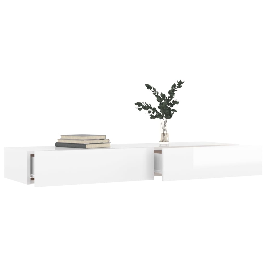 Meuble TV vidaXL avec lumières LED blanc brillant 120x35x15,5 cm