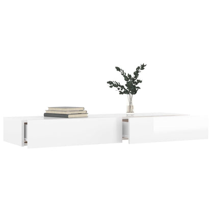 Meuble TV vidaXL avec lumières LED blanc brillant 120x35x15,5 cm