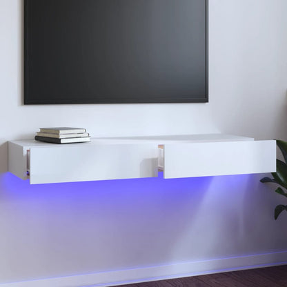 Meuble TV vidaXL avec lumières LED blanc brillant 120x35x15,5 cm