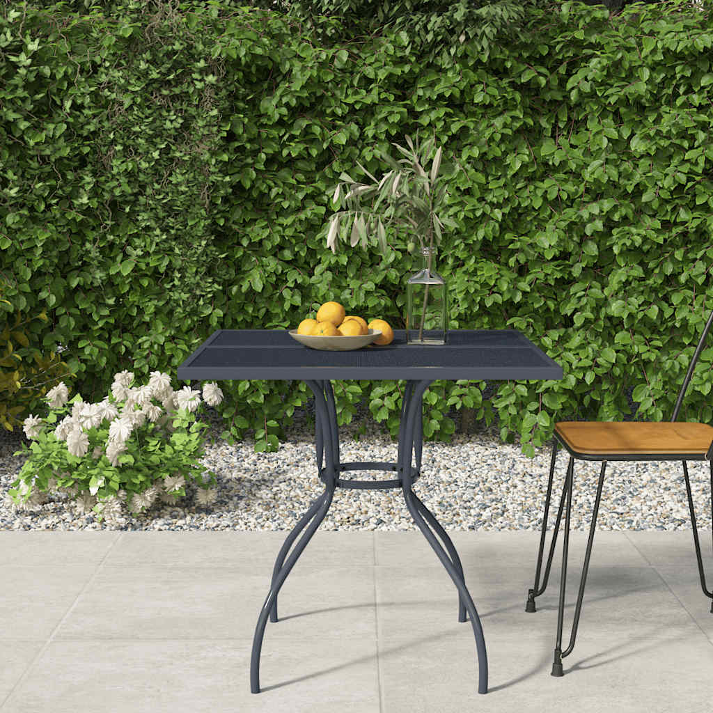 vidaXL Table de jardin anthracite 80x80x72,5 cm en treillis d'acier