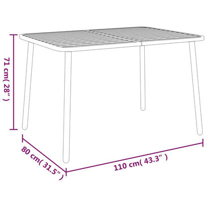 vidaXL Table de jardin anthracite 110x80x71 cm acier