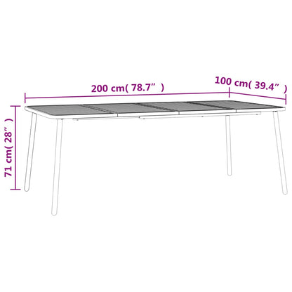 vidaXL Gartentisch Anthrazit 200x100x71 cm Stahl