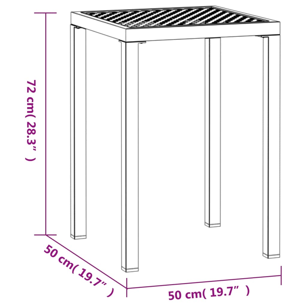 vidaXL Table de jardin anthracite 50x50x72 cm acier