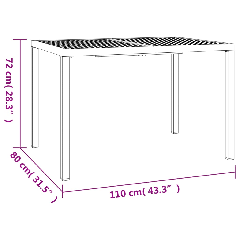 vidaXL Gartentisch Anthrazit 110x80x72 cm Stahl