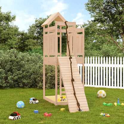 vidaXL Spielturm mit Kletterwand Massivholz Kiefer