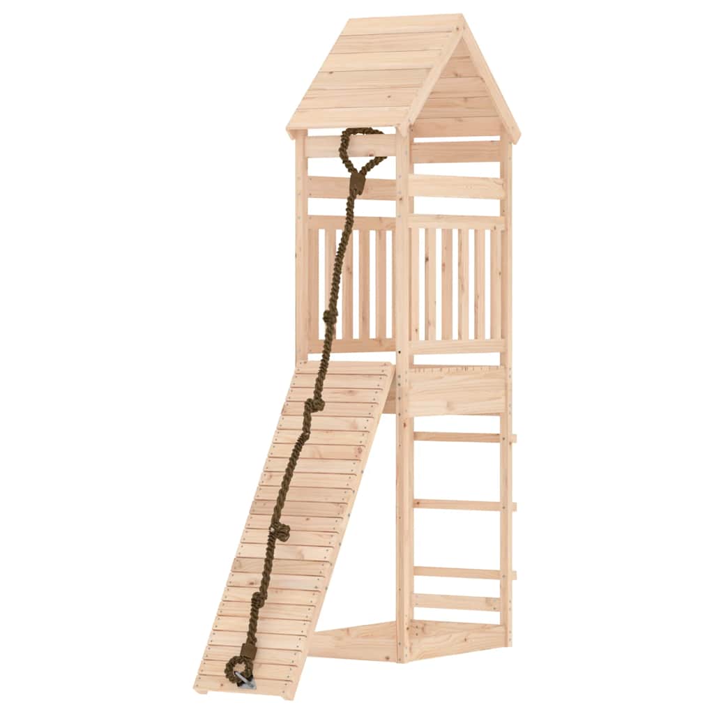 vidaXL Spielturm mit Kletterwand Massivholz Kiefer