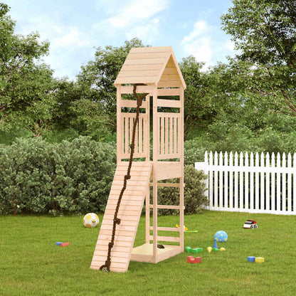 vidaXL Spielturm mit Kletterwand Massivholz Kiefer