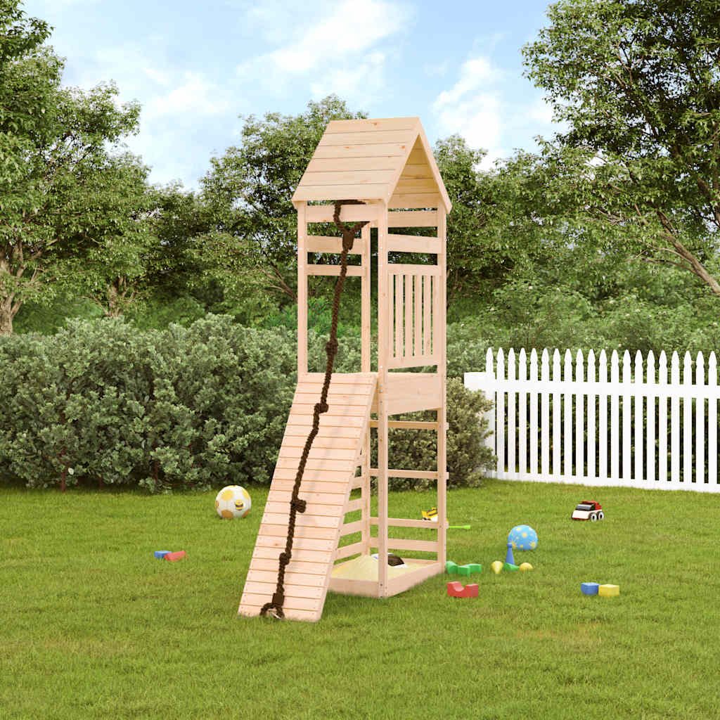 vidaXL Spielturm mit Kletterwand Massivholz Kiefer