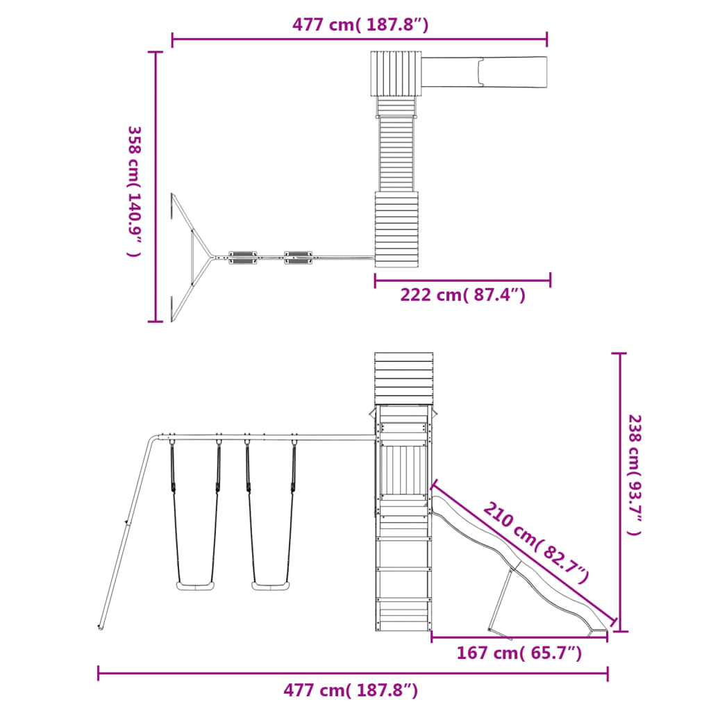 vidaXL Spielturm Imprägniertes Kiefernholz