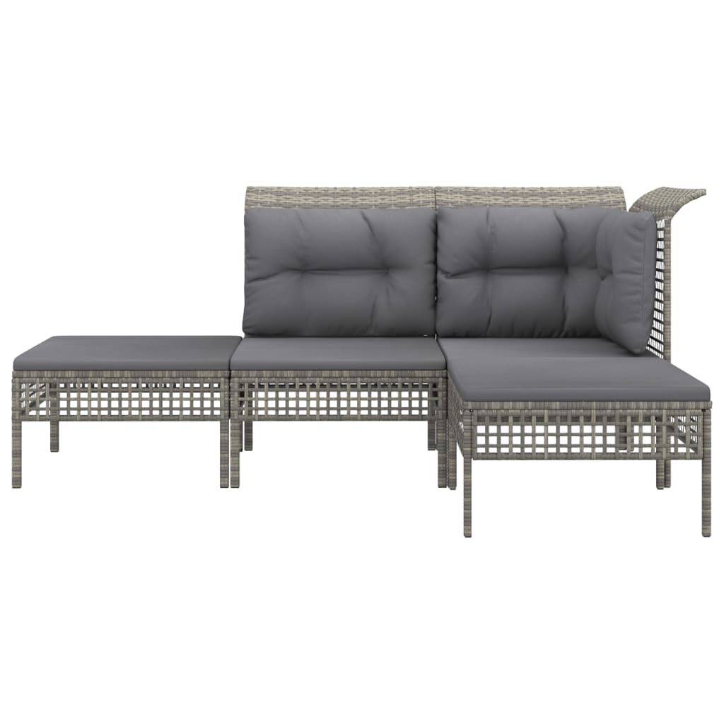 vidaXL Salon de jardin 4 pcs avec coussins Gris Résine tressée